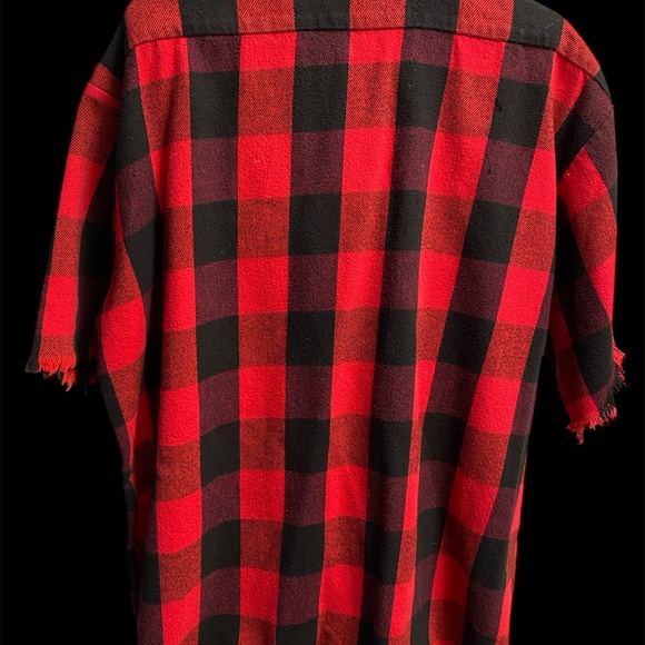 VTG Codet Shirt Mens XL Tall Red Black Buffalo Plaid Flannel Heavy Short Sleeve - Picture 5 of 5